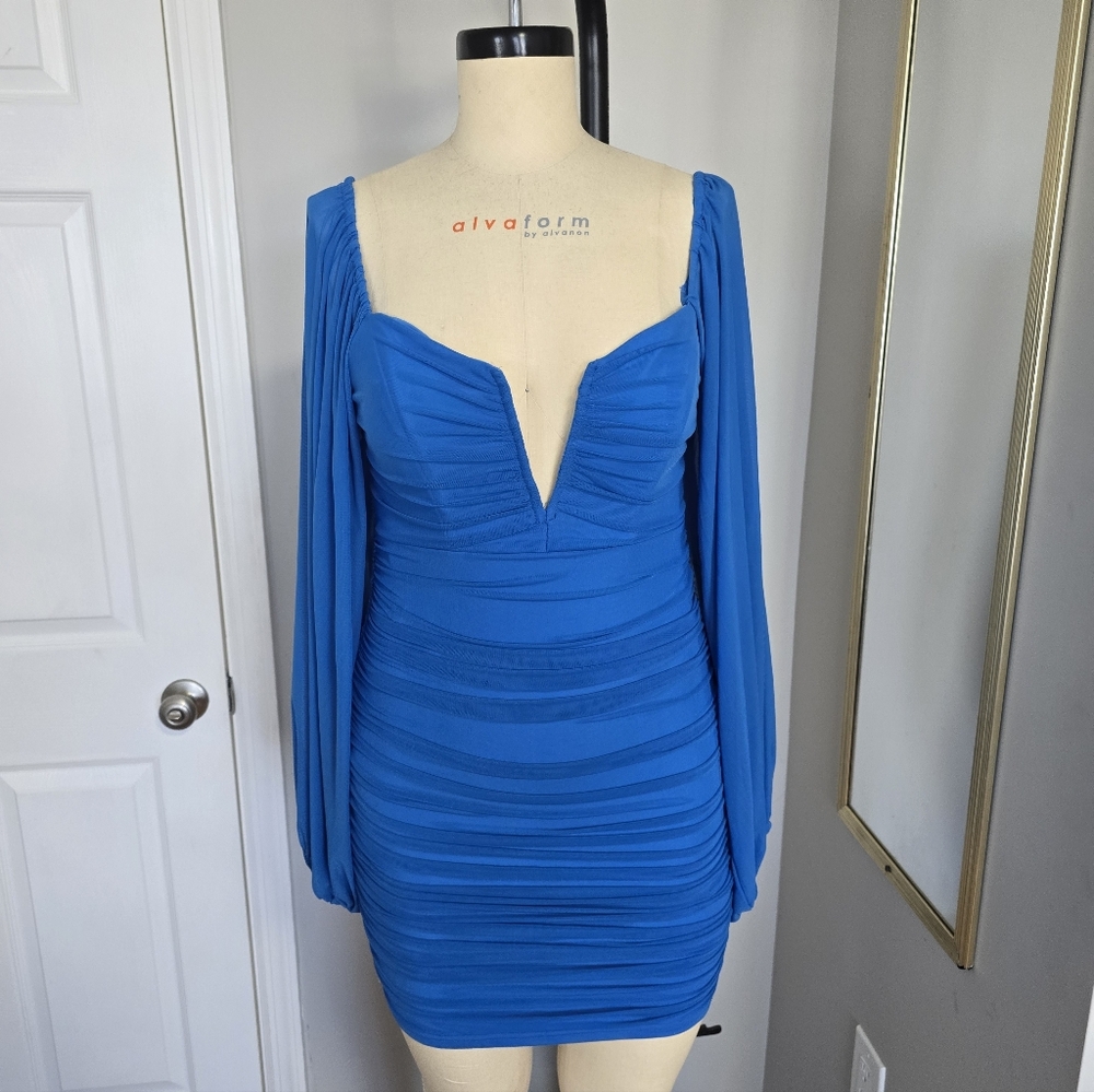 Hello Molly Elegant Blue Ruched Dress, Size 8, BNWT